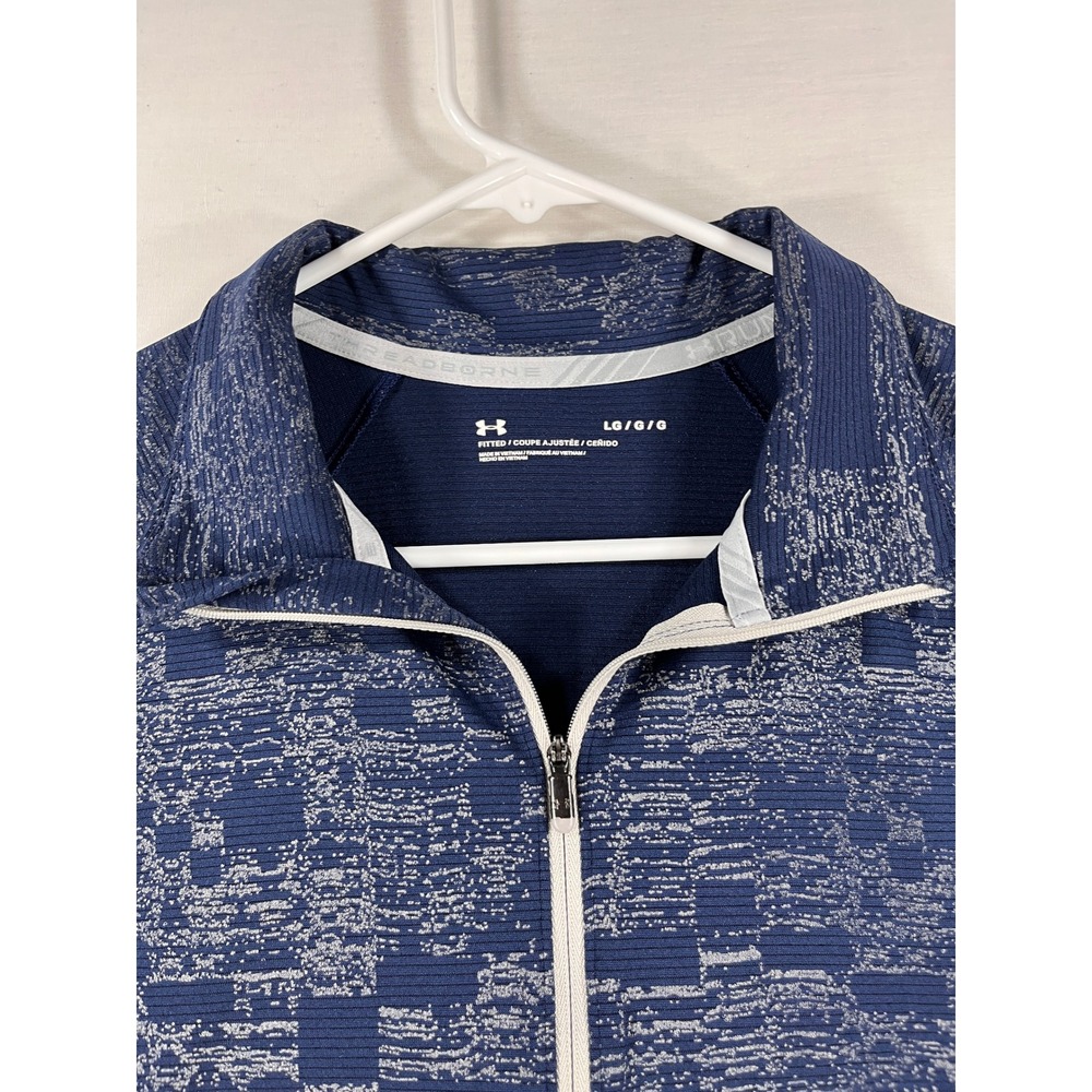 Under Armour Threadborne Run 1/4 Zip Pullover Navy Blue Digital Glitch Womens L - Picture 2 of 8